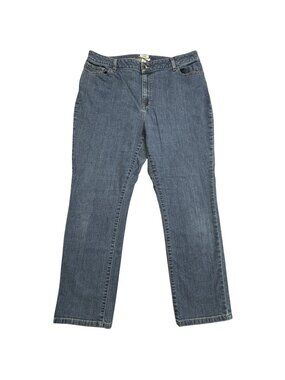 LL Bean Classic Fit Jeans Womens Size 18 Reg Blue Denim Straight Leg High Rise
